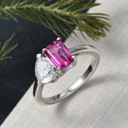 Luxuriant Lab Grown Bixbite & Moissanite Ring in Platinum Overlay Sterling Silver 1.59 Ct.