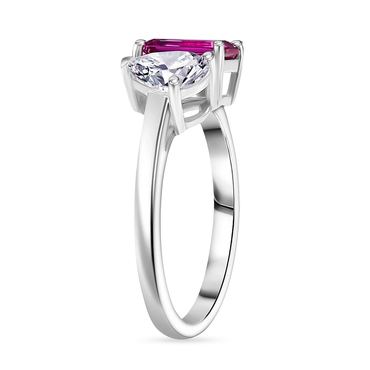 Luxuriant Lab Grown Bixbite &amp; Moissanite Ring in Platinum Overlay Sterling Silver 1.59 Ct. 8266793 4