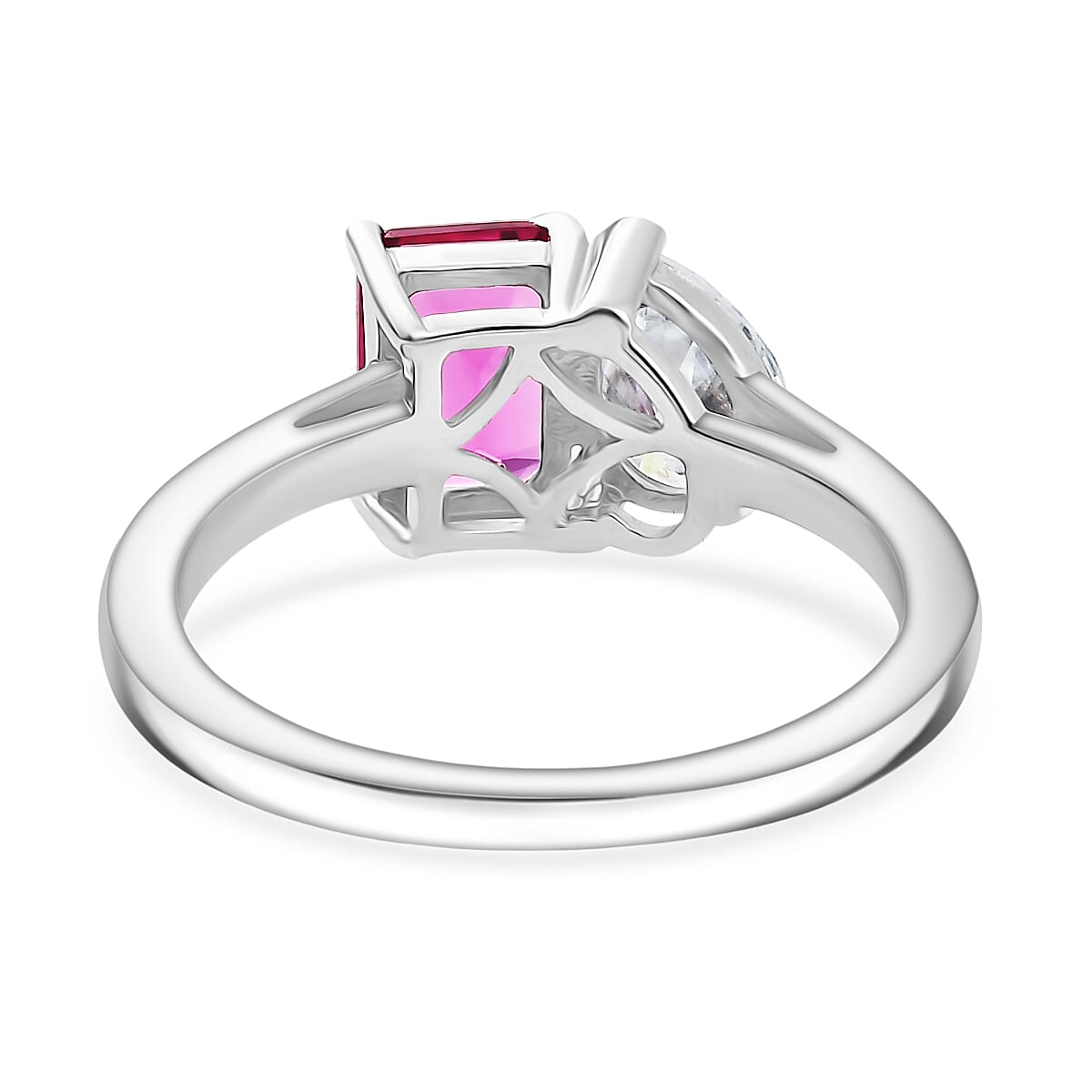 Luxuriant Lab Grown Bixbite &amp; Moissanite Ring in Platinum Overlay Sterling Silver 1.59 Ct. 8266793 5