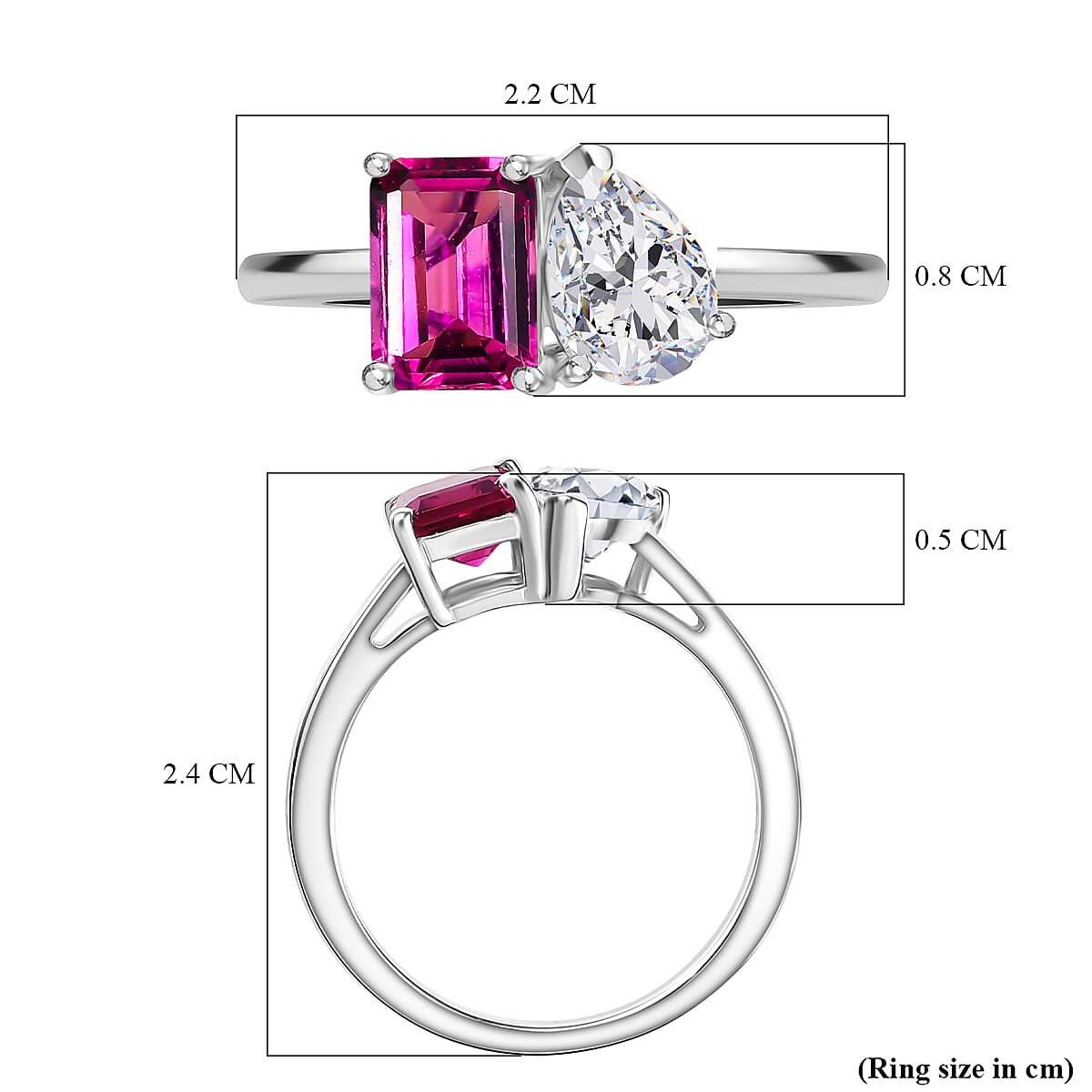 Luxuriant Lab Grown Bixbite &amp; Moissanite Ring in Platinum Overlay Sterling Silver 1.59 Ct. 8266793 6