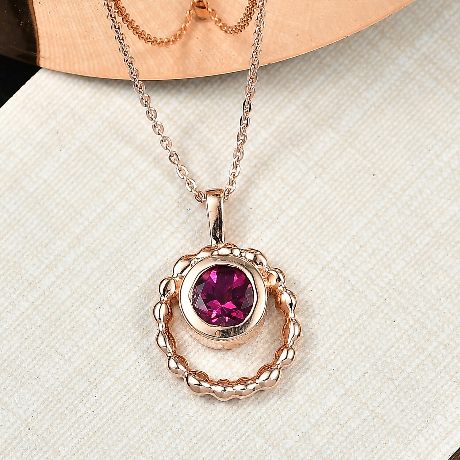 Luxuriant Lab Grown Bixbite Pendant with Chain (Size 20) in 18K Rose Gold Plated Sterling Silver 4425423 3