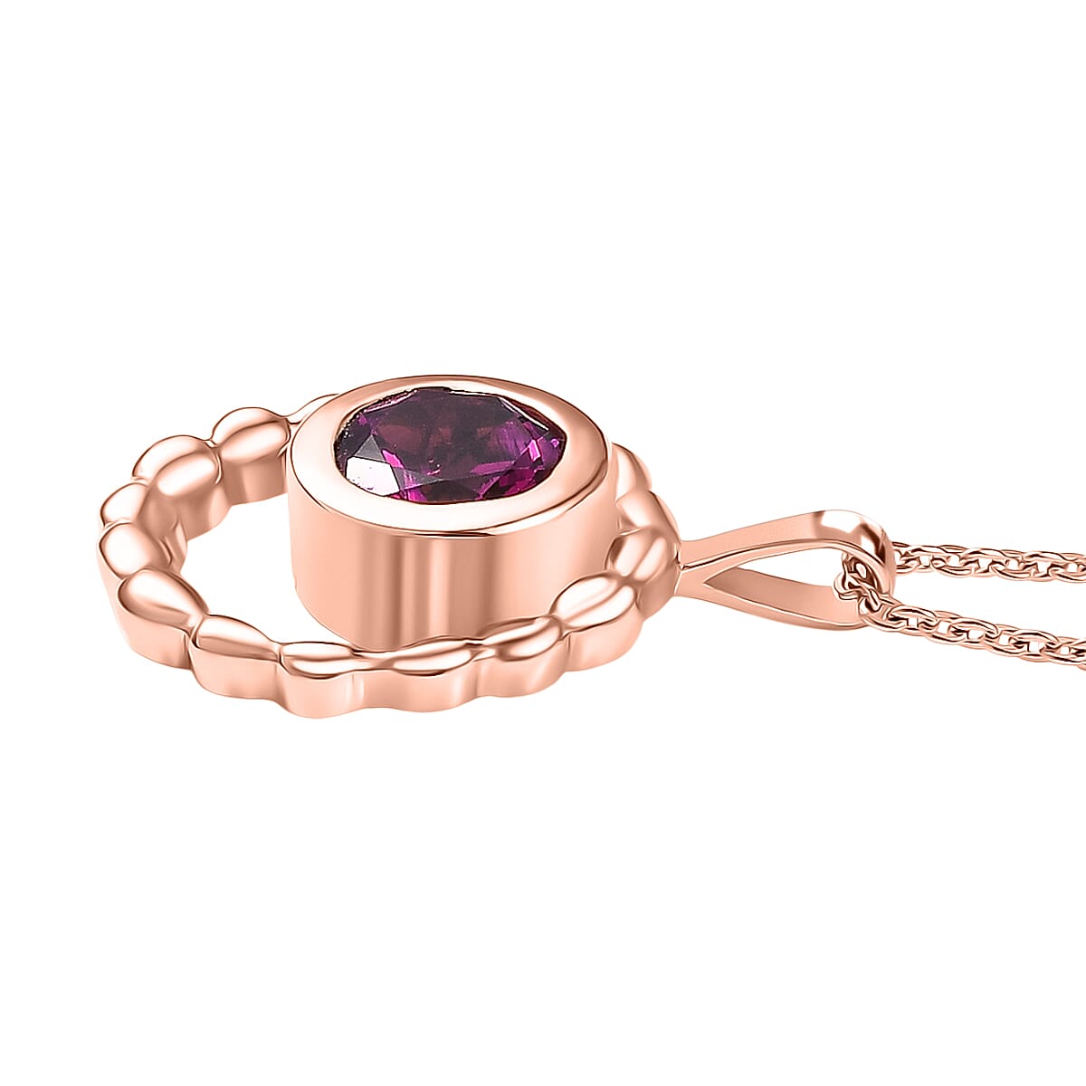 Luxuriant Lab Grown Bixbite Pendant with Chain (Size 20) in 18K Rose Gold Plated Sterling Silver 4425423 4