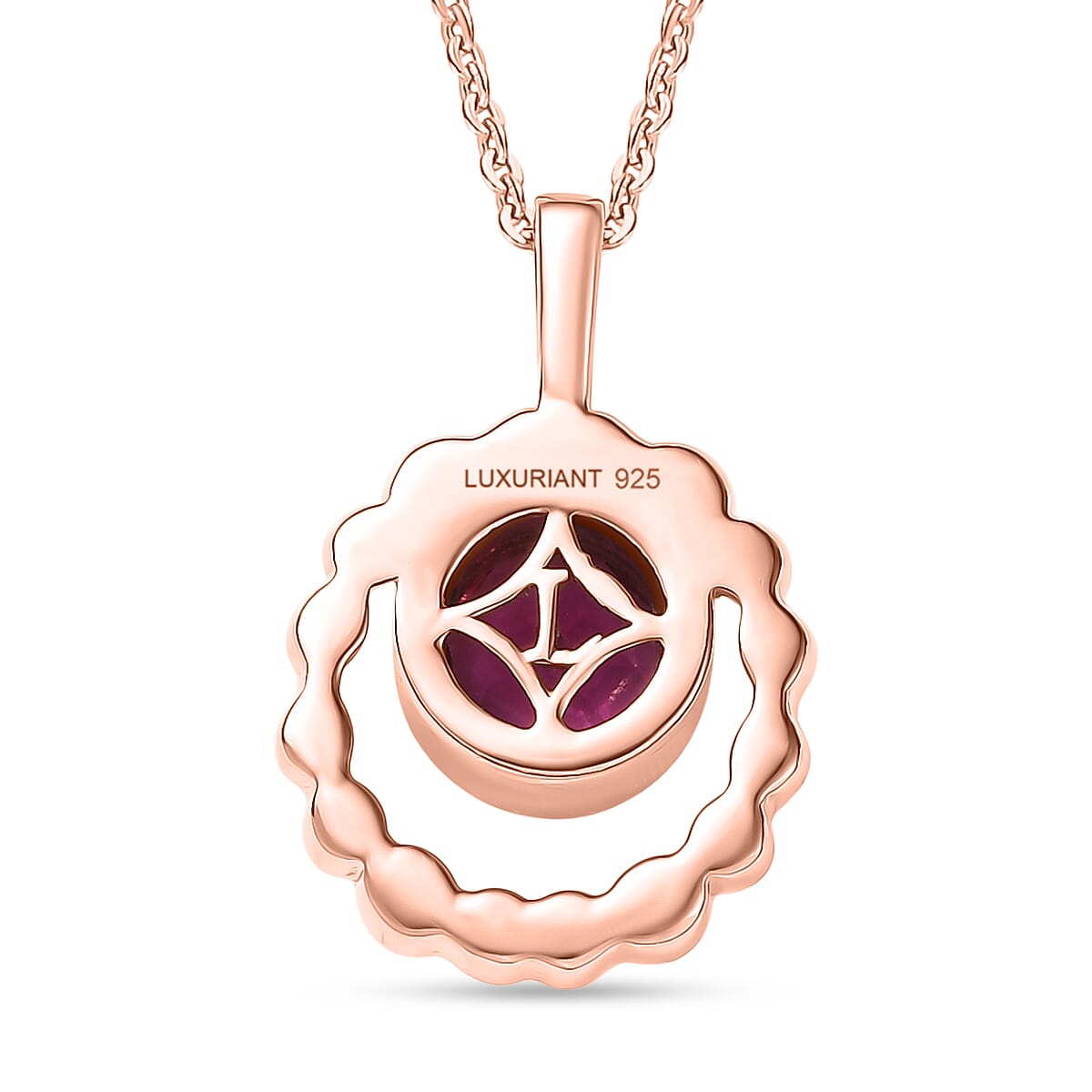Luxuriant Lab Grown Bixbite Pendant with Chain (Size 20) in 18K Rose Gold Plated Sterling Silver 4425423 5