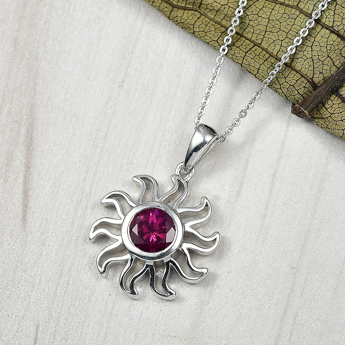 Luxuriant Lab Grown Bixbite Pendant with Chain (Size 20) in Rhodium Overlay Sterling Silver 1.30 Ct, Silver Wt. 5.41 Gms. 4422218 2
