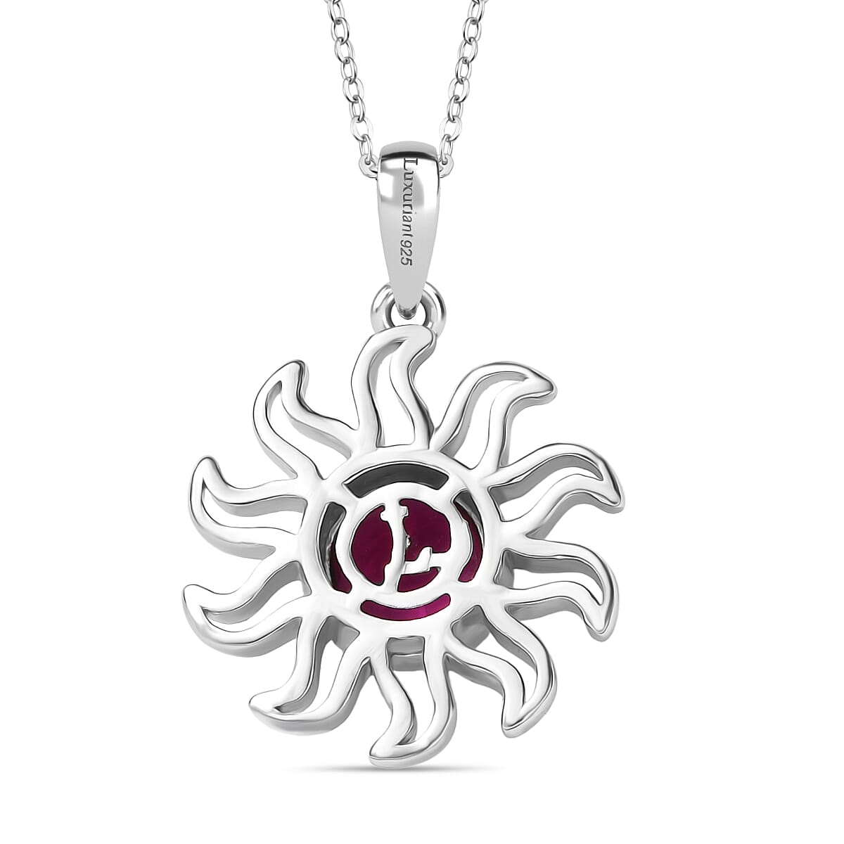 Luxuriant Lab Grown Bixbite Pendant with Chain (Size 20) in Rhodium Overlay Sterling Silver 1.30 Ct, Silver Wt. 5.41 Gms. 4422218 5