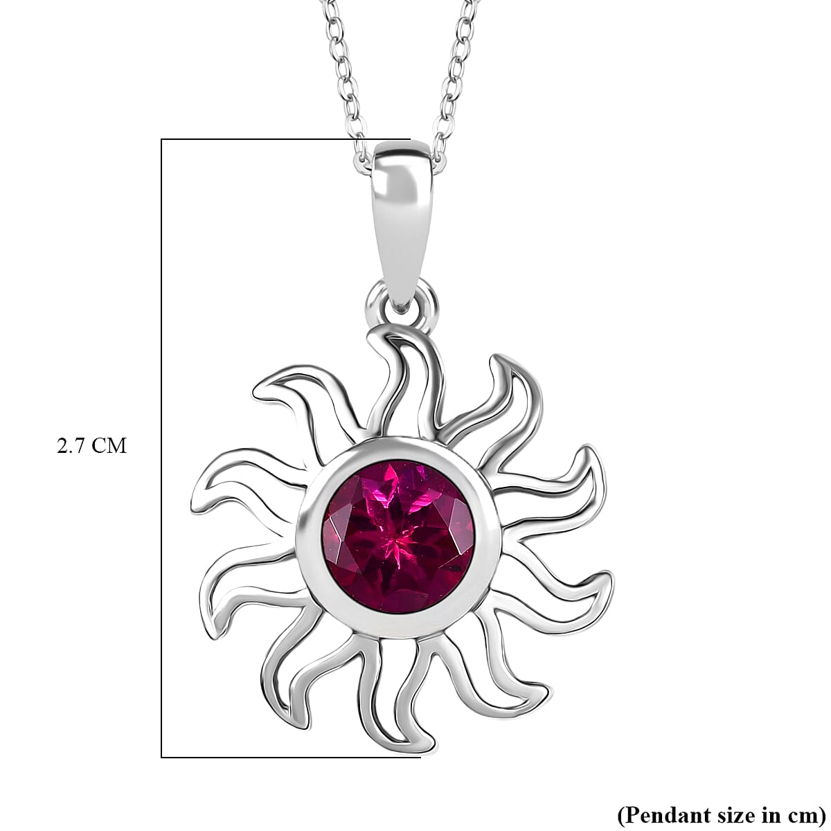 Luxuriant Lab Grown Bixbite Pendant with Chain (Size 20) in Rhodium Overlay Sterling Silver 1.30 Ct, Silver Wt. 5.41 Gms. 4422218 6