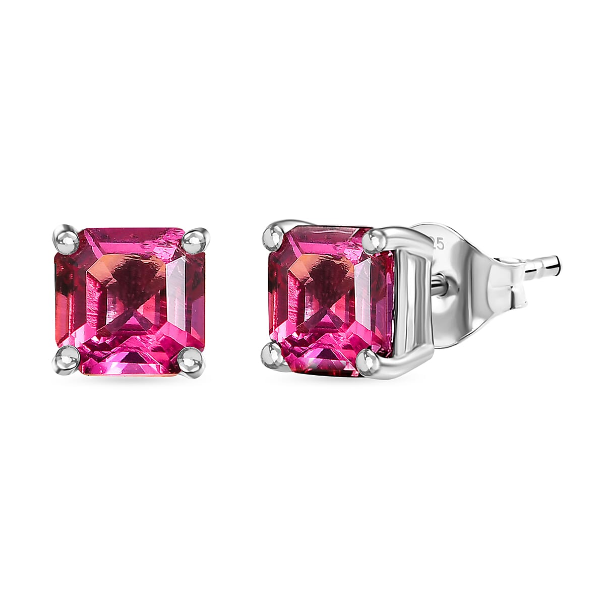 Luxuriant Lab Grown Bixbite Solitaire Stud Push Post Earring in Platinum Overlay Sterling Silver 1.20 Ct. 8266782 0