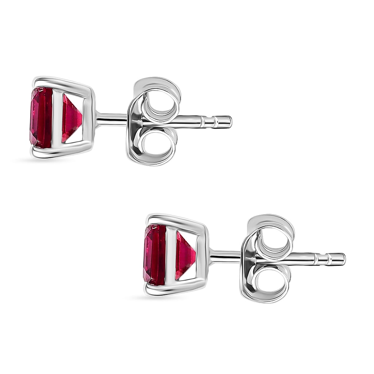 Luxuriant Lab Grown Bixbite Solitaire Stud Push Post Earring in Platinum Overlay Sterling Silver 1.20 Ct. 8266782 4