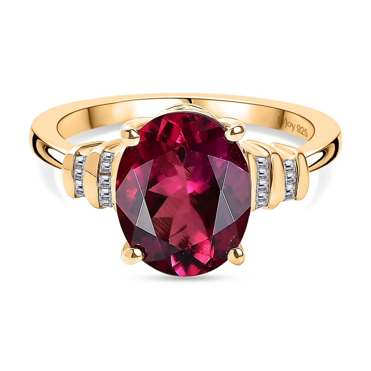 D'Joy Lab Grown Bixbite, White Diamond Ring in 18K Vermeil Yellow Gold Plated Sterling Silver 2.16 Ct. 8279864 0