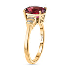 D'Joy Lab Grown Bixbite & White Diamond Ring in 18K Vermeil Yellow Gold Plated Sterling Silver 3.16 Ct.