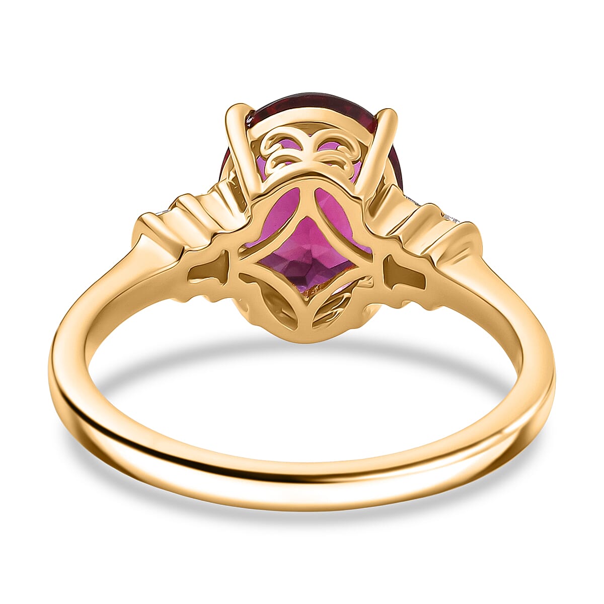 D'Joy Lab Grown Bixbite, White Diamond Ring in 18K Vermeil Yellow Gold Plated Sterling Silver 2.16 Ct. 8279864 5