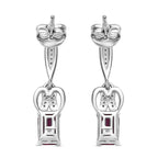 Luxuriant Lab Grown Bixbite & White Zircon Dangling Earring with Push Back in Platinum Overlay Sterling Silver