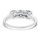 Luxuriant Lab Grown Blue Diamond (VS-EF) 3 Stone Ring in Rhodium Overlay Sterling Silver 1.00 Ct.