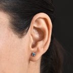 Luxuriant Lab Grown Blue Diamond (VS-EF) Earring with Push Back in Rhodium Overlay Sterling Silver 0.50 Ct.