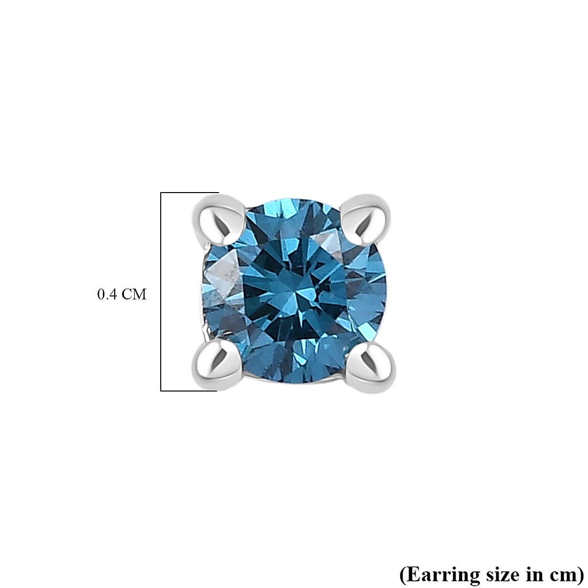 LUXURIANT 0.50 Ct. Lab Grown Blue Diamond Brilliant-Cut Solitaire Stud Earring with Push Back in Rhodium Overlay Sterling Silver (VS-EF) 8262114 5