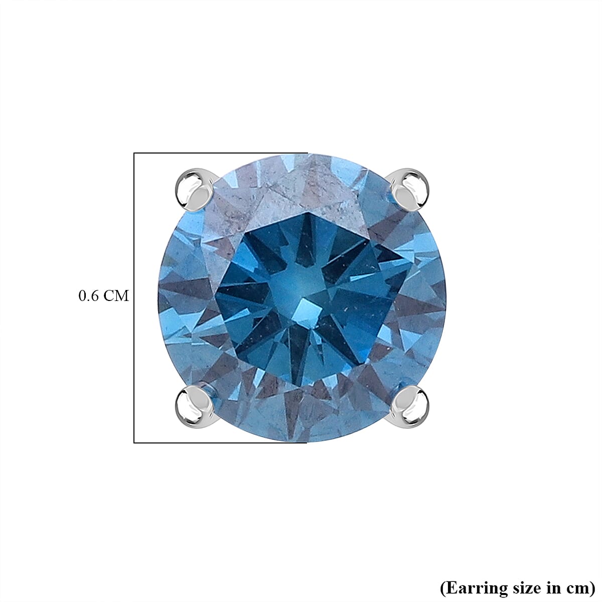 LUXURIANT 1 Ct. Lab Grown Blue Diamond Stud Earrings in Rhodium Sterling Silver 8360164 5