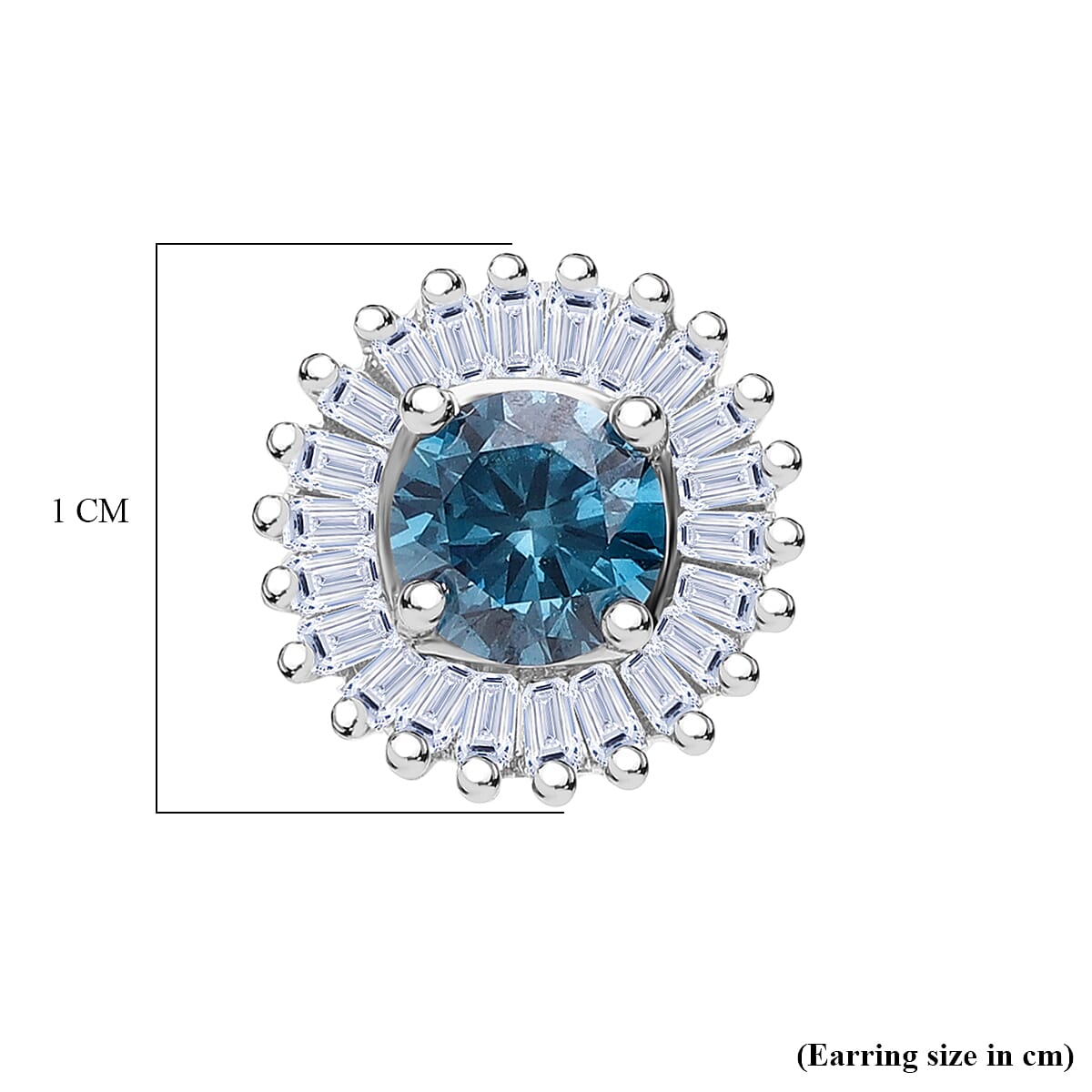 LUXURIANT 1.3 Ct. Lab Grown Blue Diamond Halo Earrings in Rhodium Sterling Silver 8314873 3