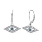 Luxuriant Lab Grown Blue Diamond & Lab Grown Diamond (SI-GH) Earring with Lever Back in Rhodium Overlay Sterling Silver 1.00 Ct.