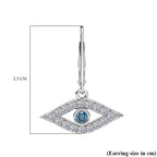Luxuriant Lab Grown Blue Diamond & Lab Grown Diamond (SI-GH) Earring with Lever Back in Rhodium Overlay Sterling Silver 1.00 Ct.