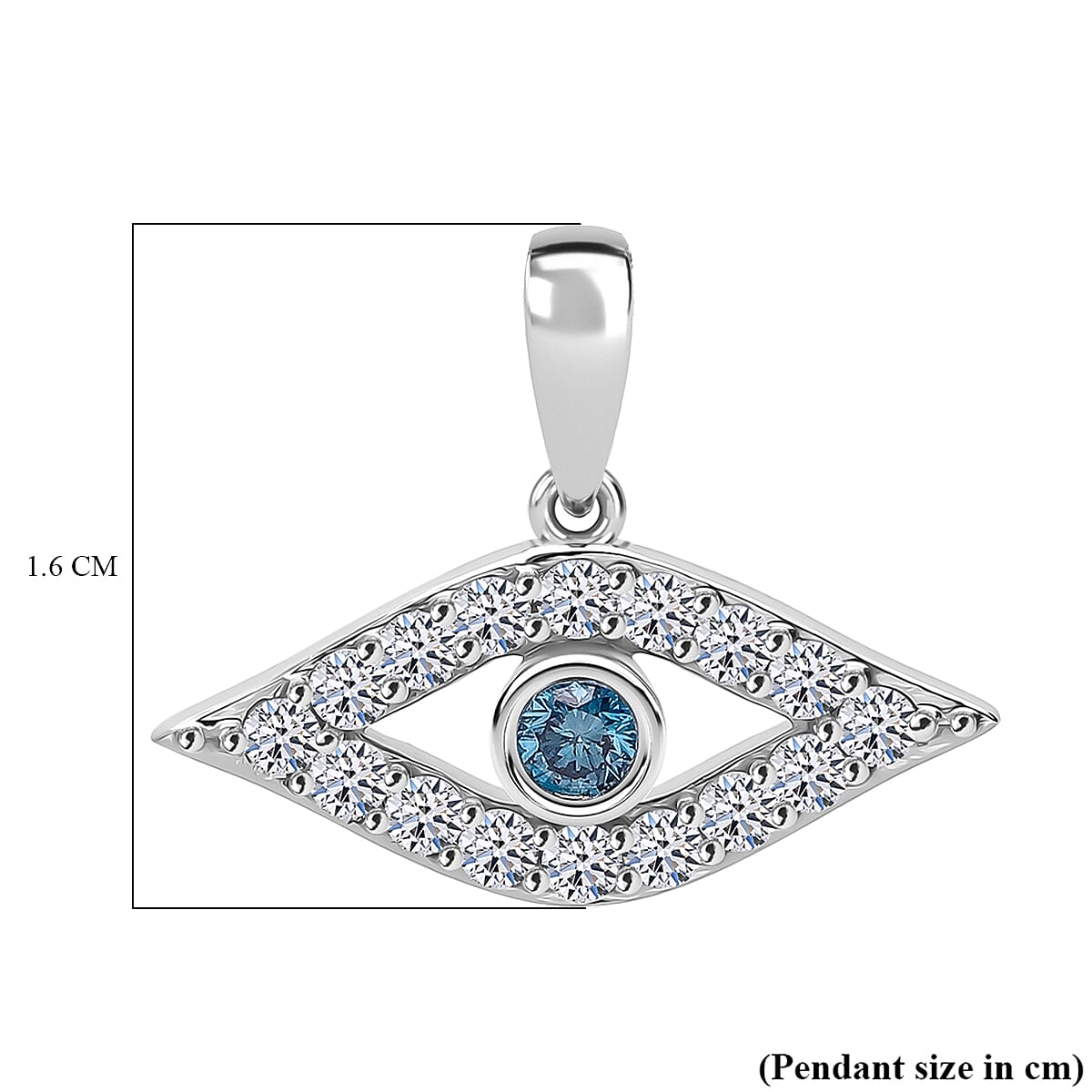 LUXURIANT 0.5 Ct. Lab Grown Blue Diamond, Lab Grown Diamond Eye Pendant in Rhodium Overlay Sterling Silver (SI-GH) 8279505 5