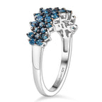Luxuriant Lab Grown Blue Diamond Main Stone With Side Stone Ring in Rhodium OverlaySterling Silver  1.000  Ct.
