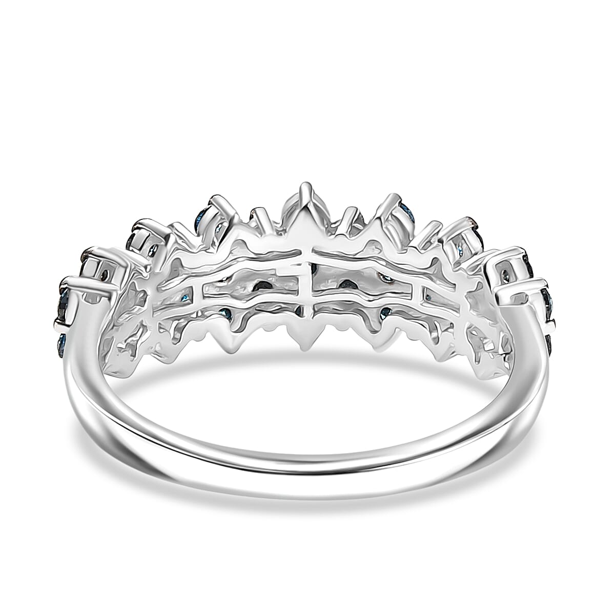 LUXURIANT 1 Ct. Lab Grown Blue Diamond Cluster Ring in Rhodium Overlay Sterling Silver 8277661 5