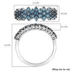 Luxuriant Lab Grown Blue Diamond Main Stone With Side Stone Ring in Rhodium OverlaySterling Silver  1.000  Ct.