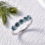 Luxuriant Lab Grown Blue Diamond (VS-EF) Ring in Rhodium Overlay Sterling Silver 1.02 Ct.