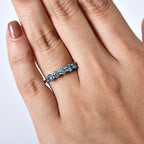 Luxuriant Lab Grown Blue Diamond (VS-EF) Ring in Rhodium Overlay Sterling Silver 1.02 Ct.