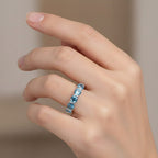 Luxuriant Lab Grown Blue Diamond (VS) 5 Stone Ring in Rhodium Overlay Sterling Silver 2.00 Ct.