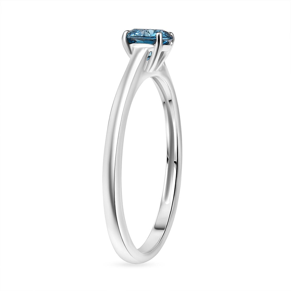 LUXURIANT 0.50 Ct. Lab Grown Blue Diamond Round-Cut Solitaire Ring in Rhodium Overlay Sterling Silver (VS-EF) 8262140 4