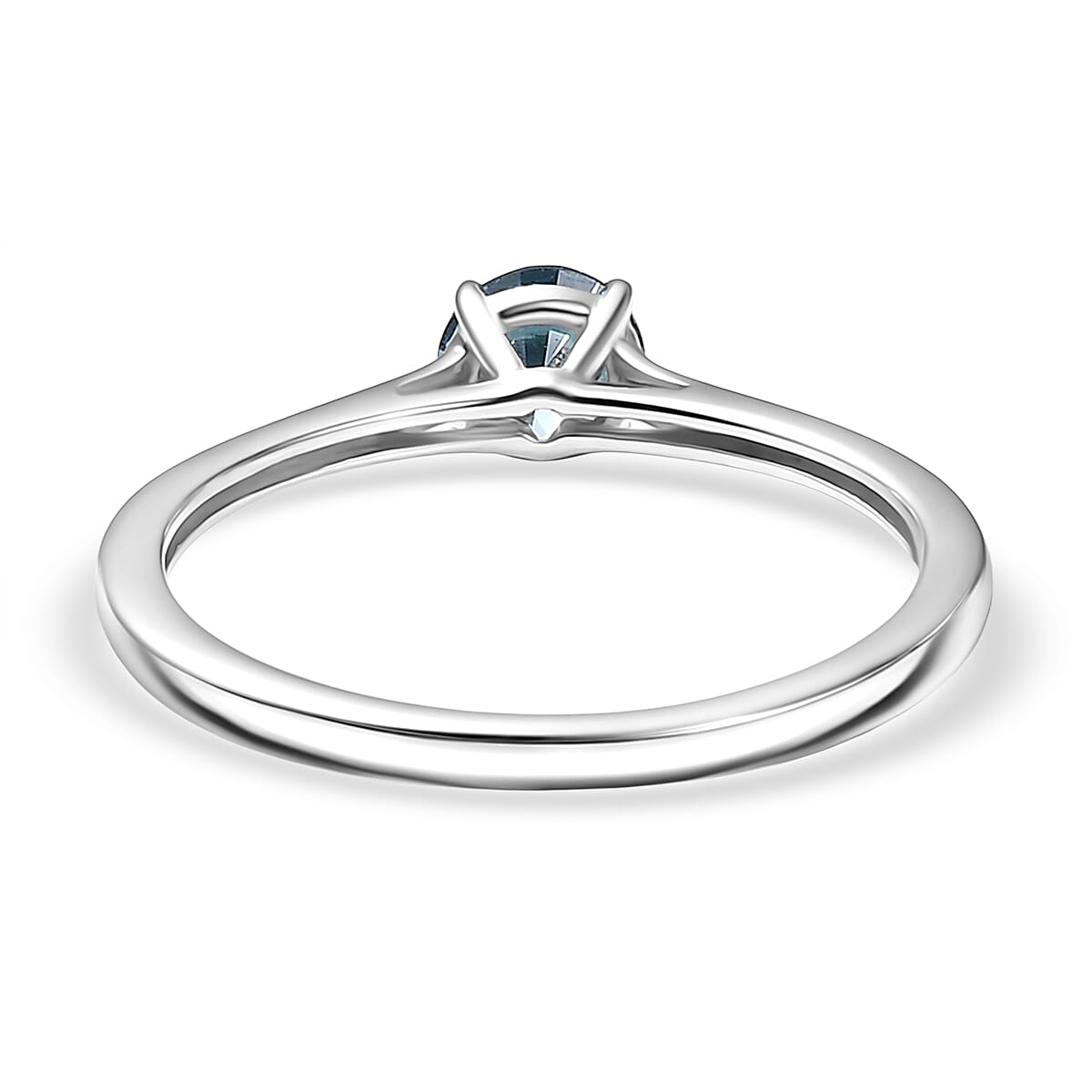 LUXURIANT 0.50 Ct. Lab Grown Blue Diamond Round-Cut Solitaire Ring in Rhodium Overlay Sterling Silver (VS-EF) 8262140 5
