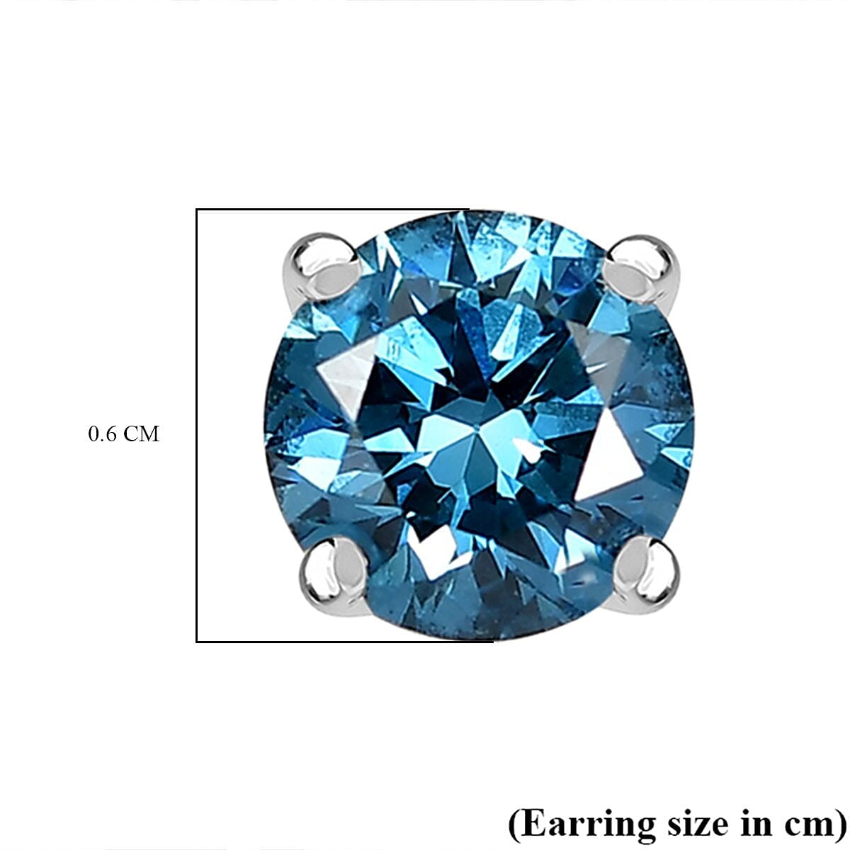 LUXURIANT 1 Ct. Lab Grown Blue Diamond Solitaire Stud Push Post Earring in Rhodium Overlay Sterling Silver (VS-EF) 8262117 5