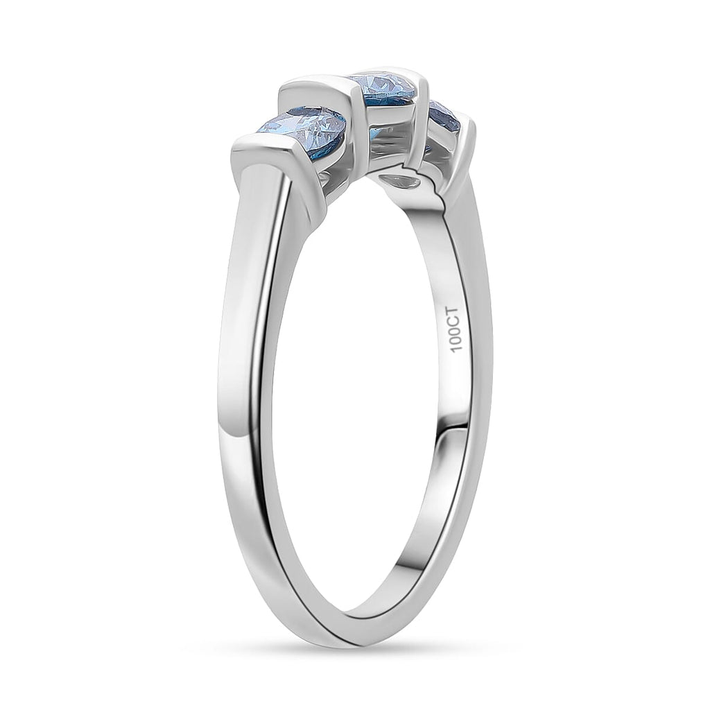 Luxuriant Lab Grown Blue Diamond (VS INTENSE BLUE) Ring in Rhodium Overlay Sterling Silver 1.00 Ct.