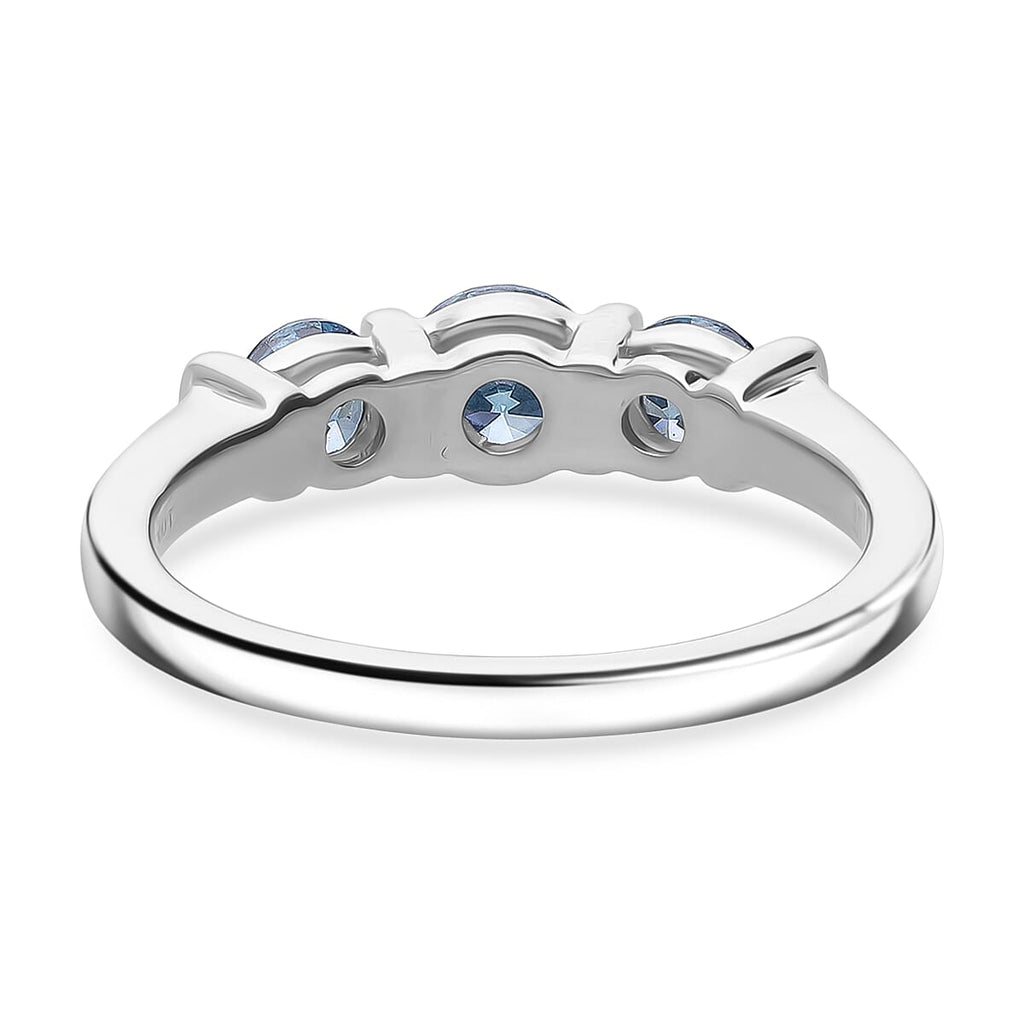 Luxuriant Lab Grown Blue Diamond (VS INTENSE BLUE) Ring in Rhodium Overlay Sterling Silver 1.00 Ct.