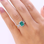 TJC 20th Brithday Deal- AAA Lab Grown Columbian Emerald  (1.30 Cts) & Lab Grown Diamond SI-GH  Ring in 18K Vermeil Yellow Gold Plated Sterling Silver 1.70 Ct