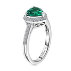 Luxuriant - Lab Grown AAAA  Columbian Emerald and Lab Grown Diamond (SI-G-H ) Heart Ring in Rhodium Overlay Sterling Silver 1.35 Ct.