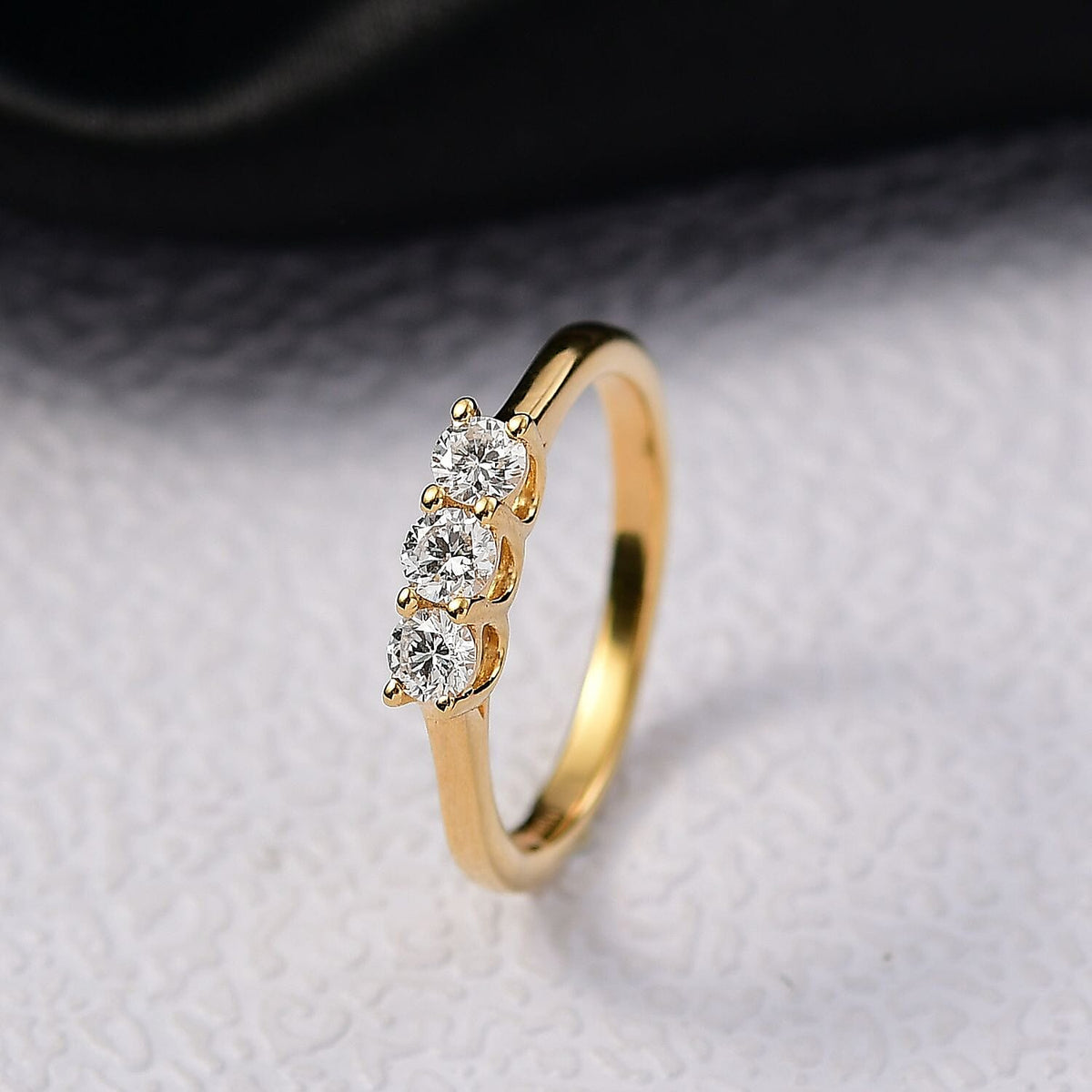 LUXURIANT Lab Grown Diamond 3 Stone Ring in 18K Vermeil Yellow Gold Plated Sterling Silver  0.38 Ct. 8310228 2