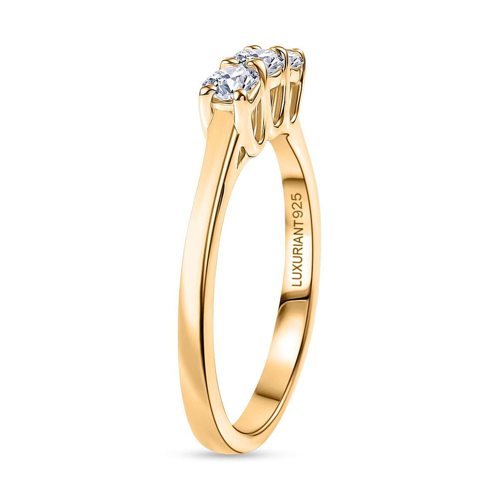 Luxuriant Lab Grown Diamond 3 Stone Diamond Ring in 18K YG VermeilSterling Silver  0.381  Ct.