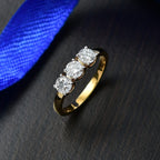 Luxuriant Lab Grown Diamond 3 Stone Ring in 18K YG VermeilSterling Silver  1.161  Ct.