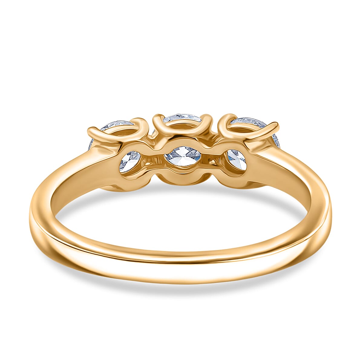 LUXURIANT 1 Ct. Lab Grown Diamond Trilogy Ring in 18K YG Vermeil Sterling Silver 8291726 5