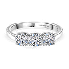 Luxuriant Lab Grown Diamond 3 Stone Ring in Rhodium OverlaySterling Silver  1.161  Ct.