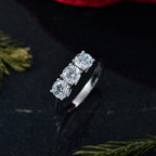 Luxuriant Lab Grown Diamond 3 Stone Ring in Rhodium OverlaySterling Silver  1.161  Ct.