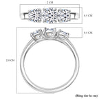 Luxuriant Lab Grown Diamond 3 Stone Ring in Rhodium OverlaySterling Silver  1.161  Ct.