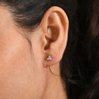 Luxuriant SI-G-H Lab Grown Diamond 3 Stone Stud Push Post Earring in Rhodium Overlay Sterling Silver