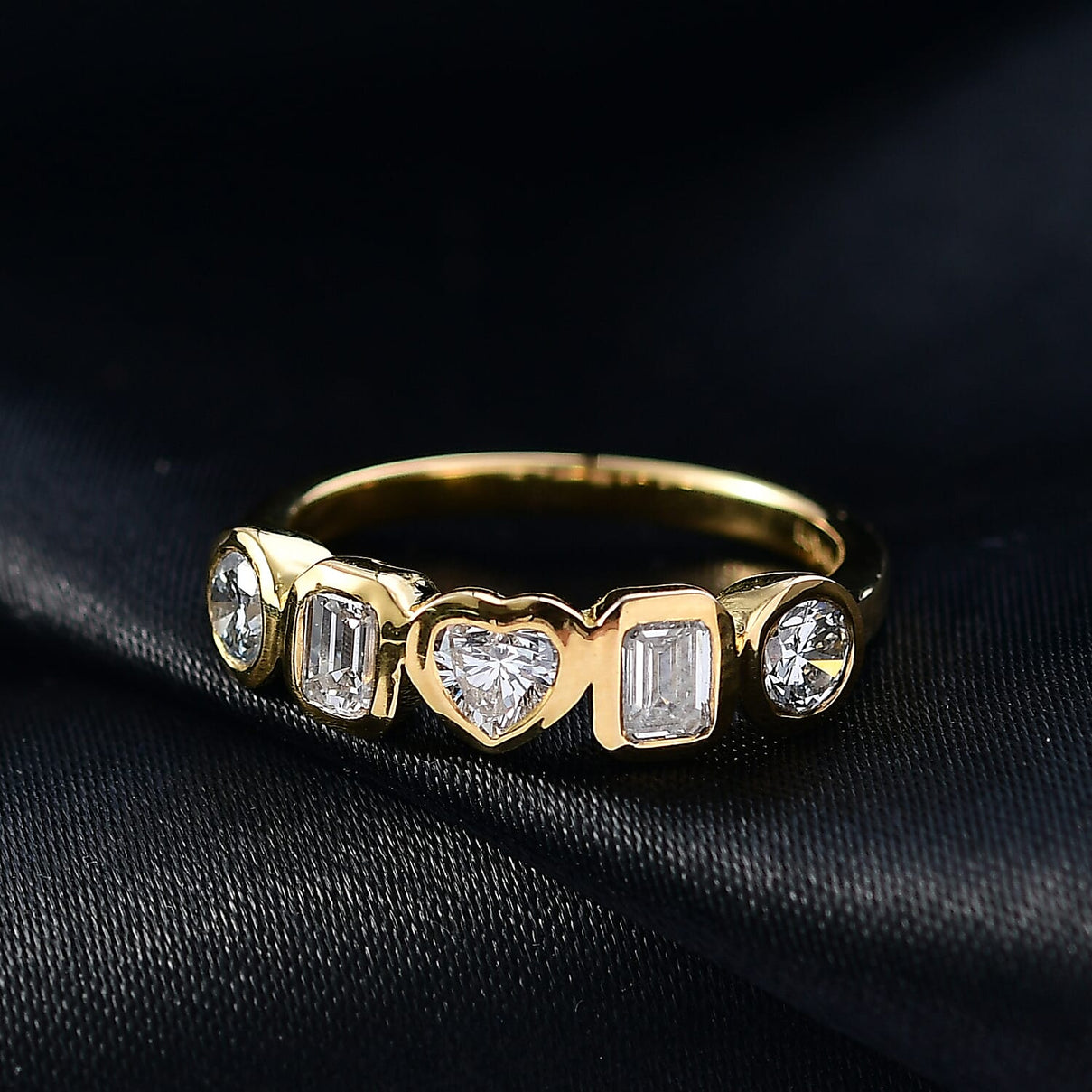 LUXURIANT 1.27 Ct. Lab Grown Diamond 5 Stone Ring in 18K Vermeil Yellow Gold Sterling Silver 8287491 2