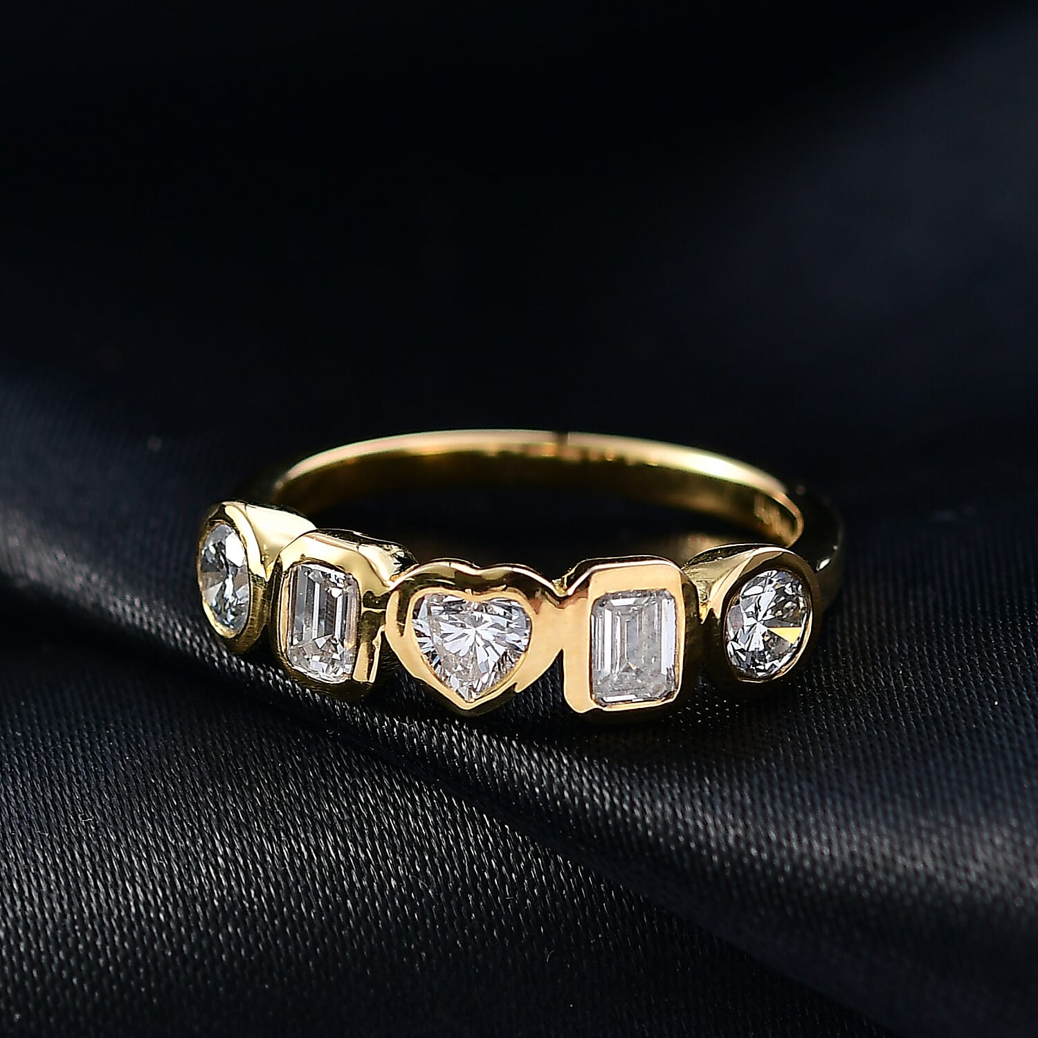 LUXURIANT 1.27 Ct. Lab Grown Diamond 5 Stone Ring in 18K Vermeil Yellow Gold Sterling Silver 8287491 2