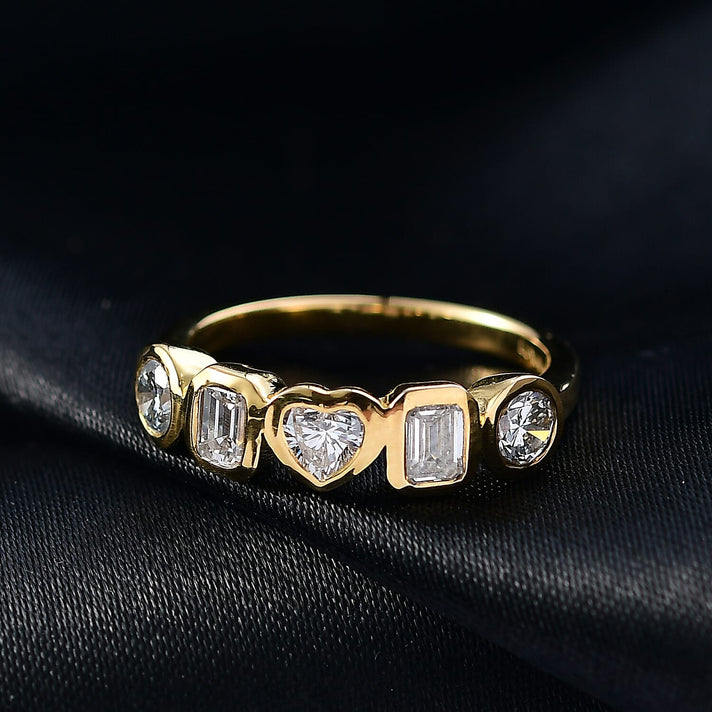 LUXURIANT 1.27 Ct. Lab Grown Diamond 5 Stone Ring in 18K Vermeil Yellow Gold Sterling Silver 8287491 2