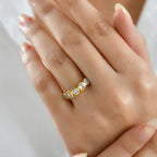 Luxuriant Lab Grown Diamond 5 Stone Ring in 18K Vermeil Yellow Gold Plated Sterling Silver 1.27 Ct.