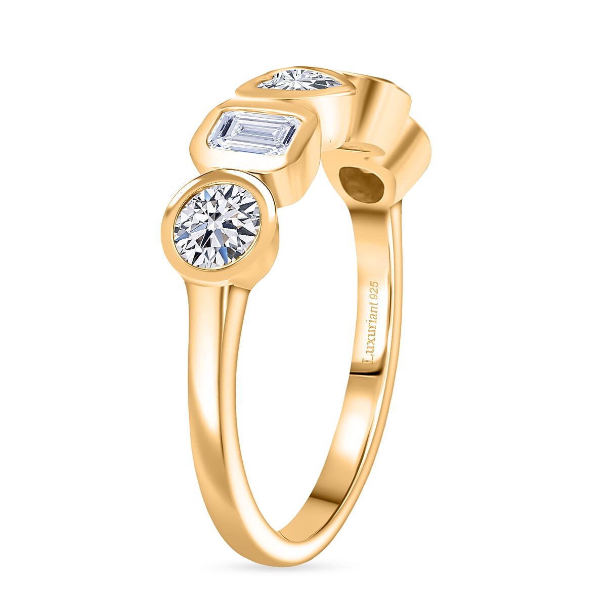 LUXURIANT 1.27 Ct. Lab Grown Diamond 5 Stone Ring in 18K Vermeil Yellow Gold Sterling Silver 8287491 4